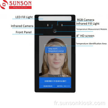 Scanner de température corporelle de reconnaissance faciale AI 7 pouces